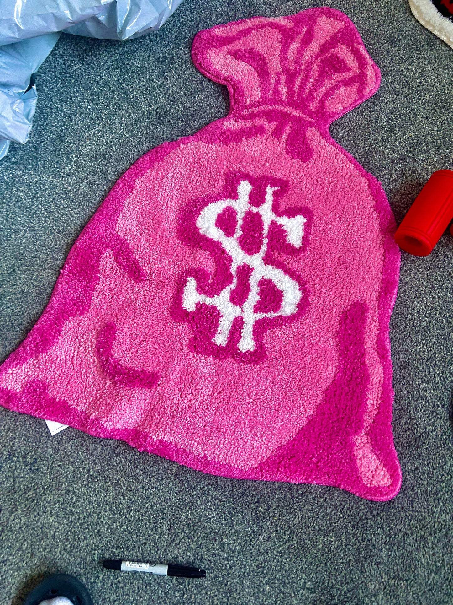 Pink Money bag Tufted Rug